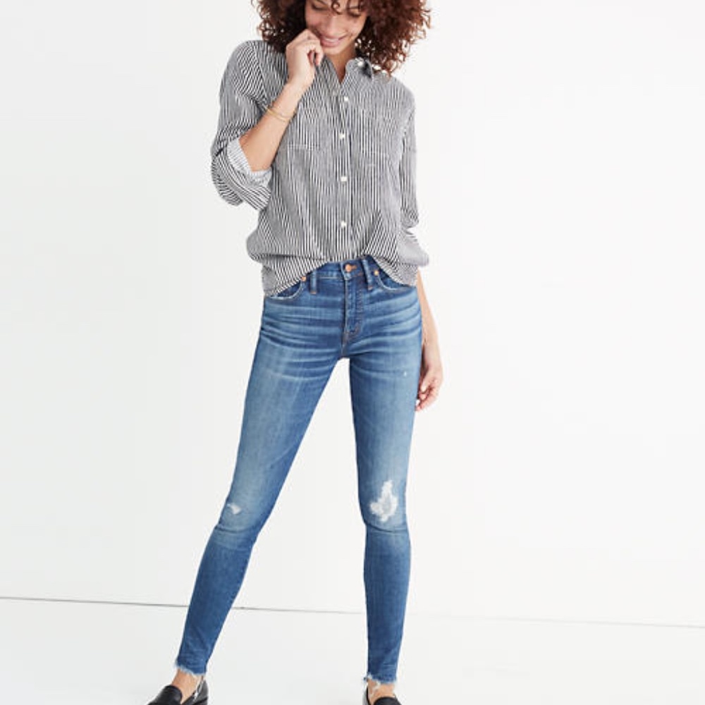 9" HighRise Skinny Jeans Allegra Wash Rip & Repair